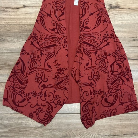 Soft Surroundings Waterfall Sweater Vest SZ Large Open Front Sleeveless Red - Picture 3 of 10